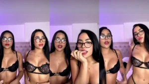 Gemelas Abello mostrando su cuerpo con una lenceria en un live