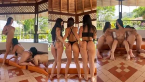 Catsara comiendose con sus dos mejores amigas