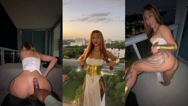 Puertorican Lexy cogiendo en el balcón con una BBC