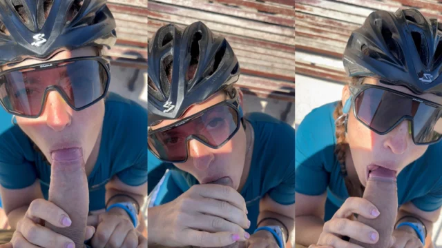 Española Cecilia Sopeña chupando despues de hacer ciclismo